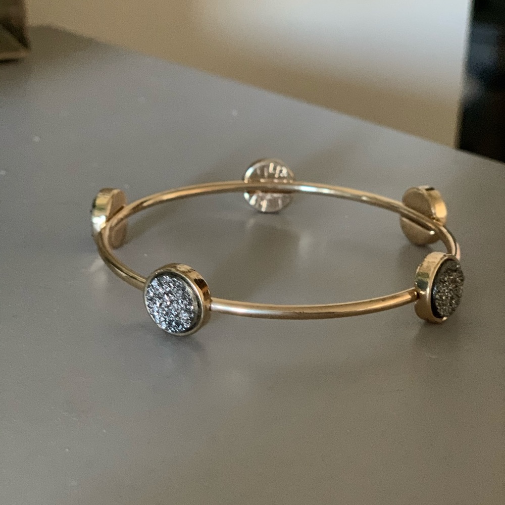🎁2 for $20 Grey gold druzy bangle bracelet